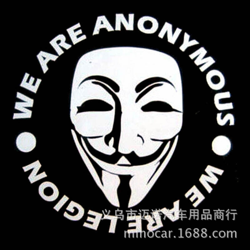 外贸爆款we are anonymous 车贴 黑客组织匿名者面具诡异笑脸车贴