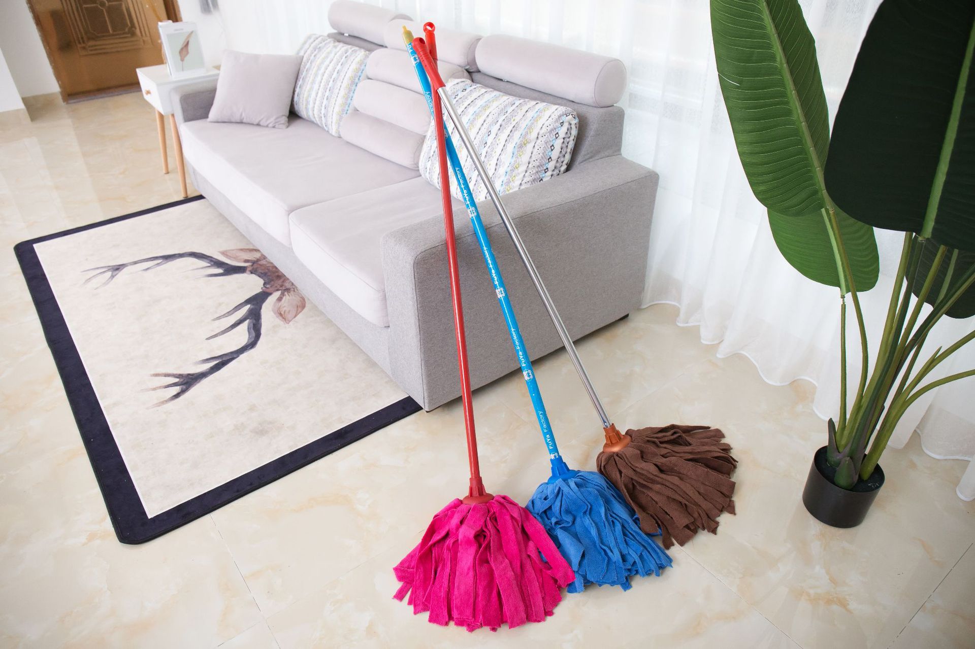 批发清洁超细纤维拖布地拖 塑料圆头吸水毛巾布拖把 家用清洁百货