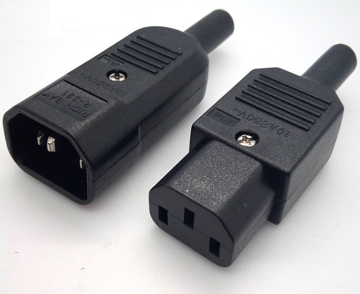 电动车充电品字插头插座纯铜三孔三针ac电源插头 对接头公母