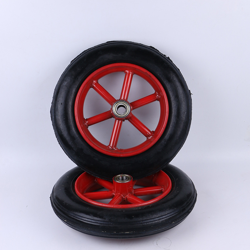 专业提供300-8实心轮老虎车手推车轮子 橡胶防爆防扎轮子轱辘耐磨