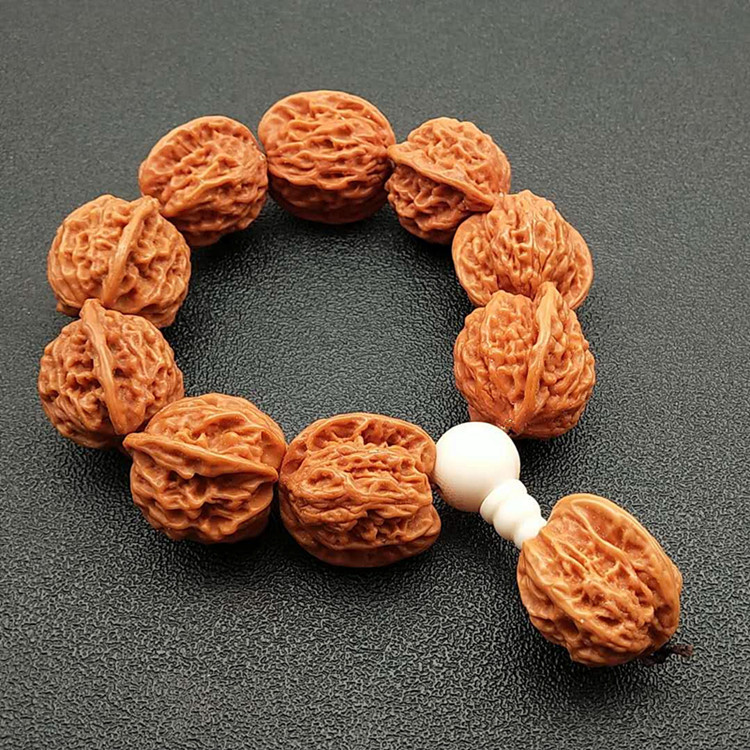 厂家供应野生手持山核桃念珠 天然核桃把玩串 文玩手把件佛珠手串