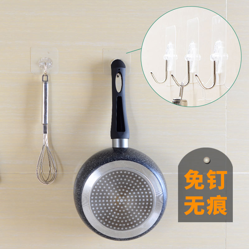 Hook Hook Transparent Powerful Viscose Punch-Free Clothes Hook Wholesale Load-Bearing without Trace Paste Kitchen Sanitary Hook