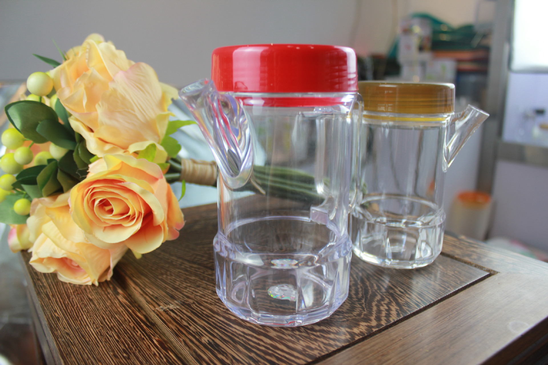 奔阳亚克力油壶红盖咖啡盖塑料油瓶 家用油壶防漏油壶厨房用品