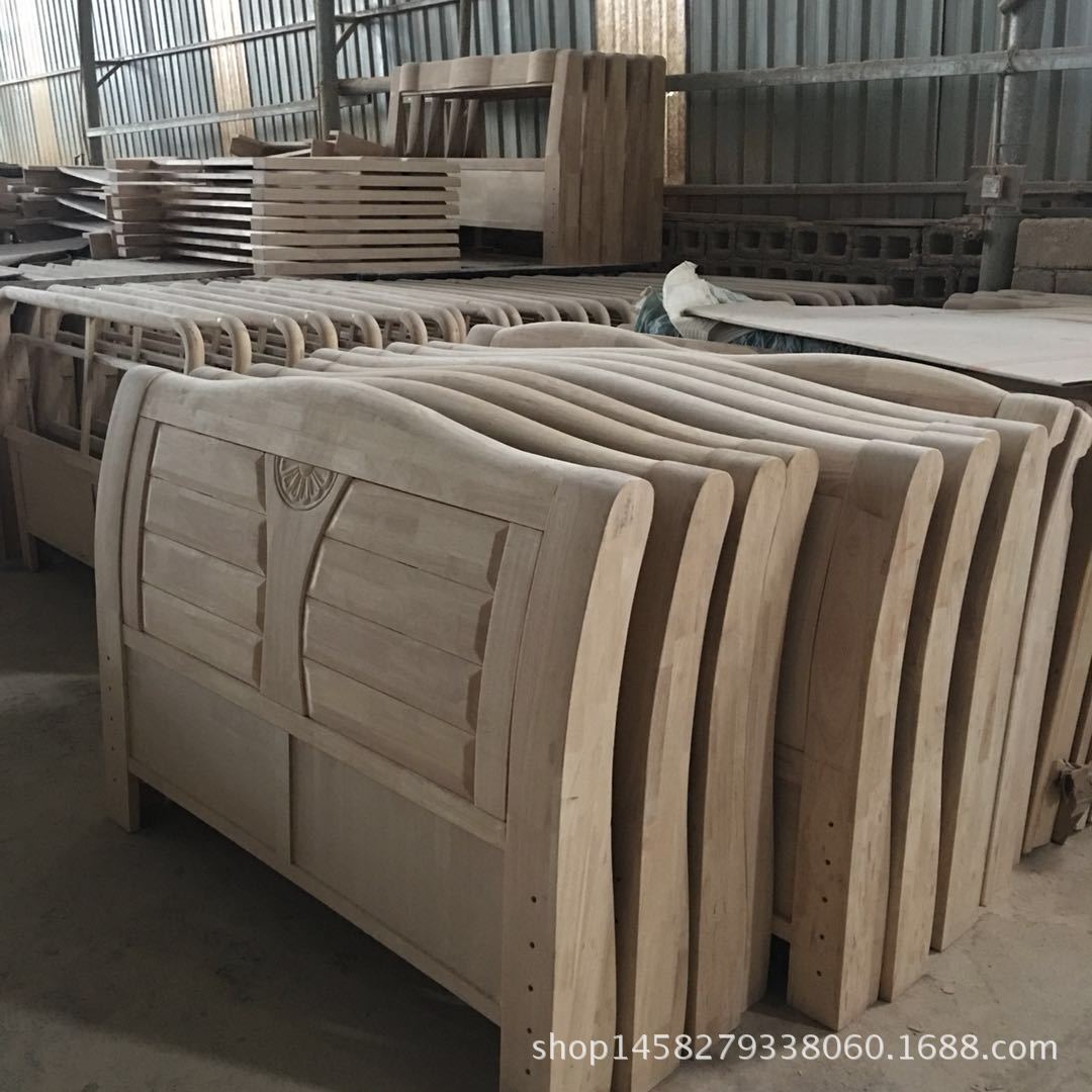 实木床工厂批发价格 江西南康实木床工厂1.5米橡木床 1.8米橡木床