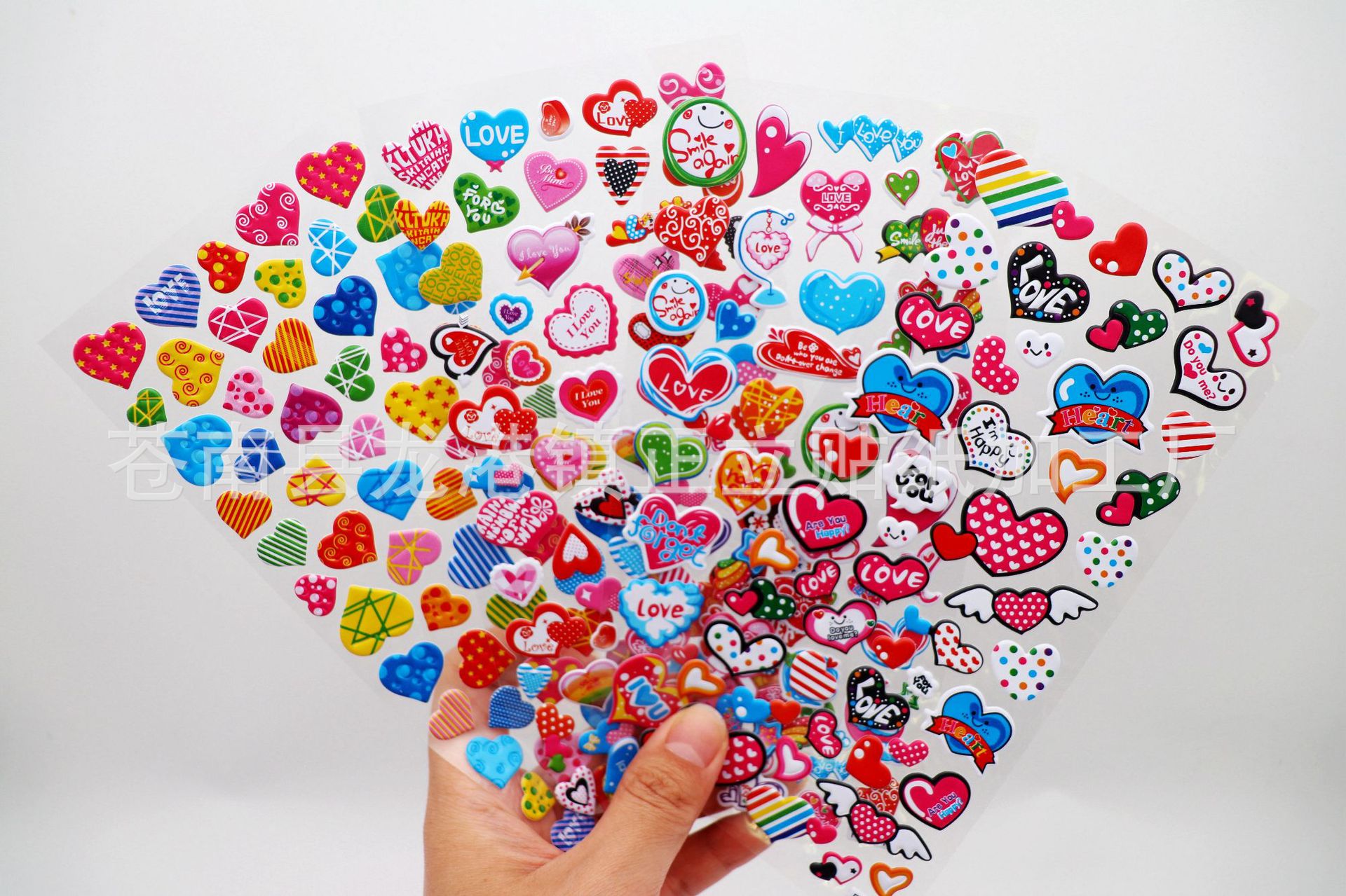 爱心贴纸创意情景压线可定制心形涂色泡泡贴3d益智立体小粘贴