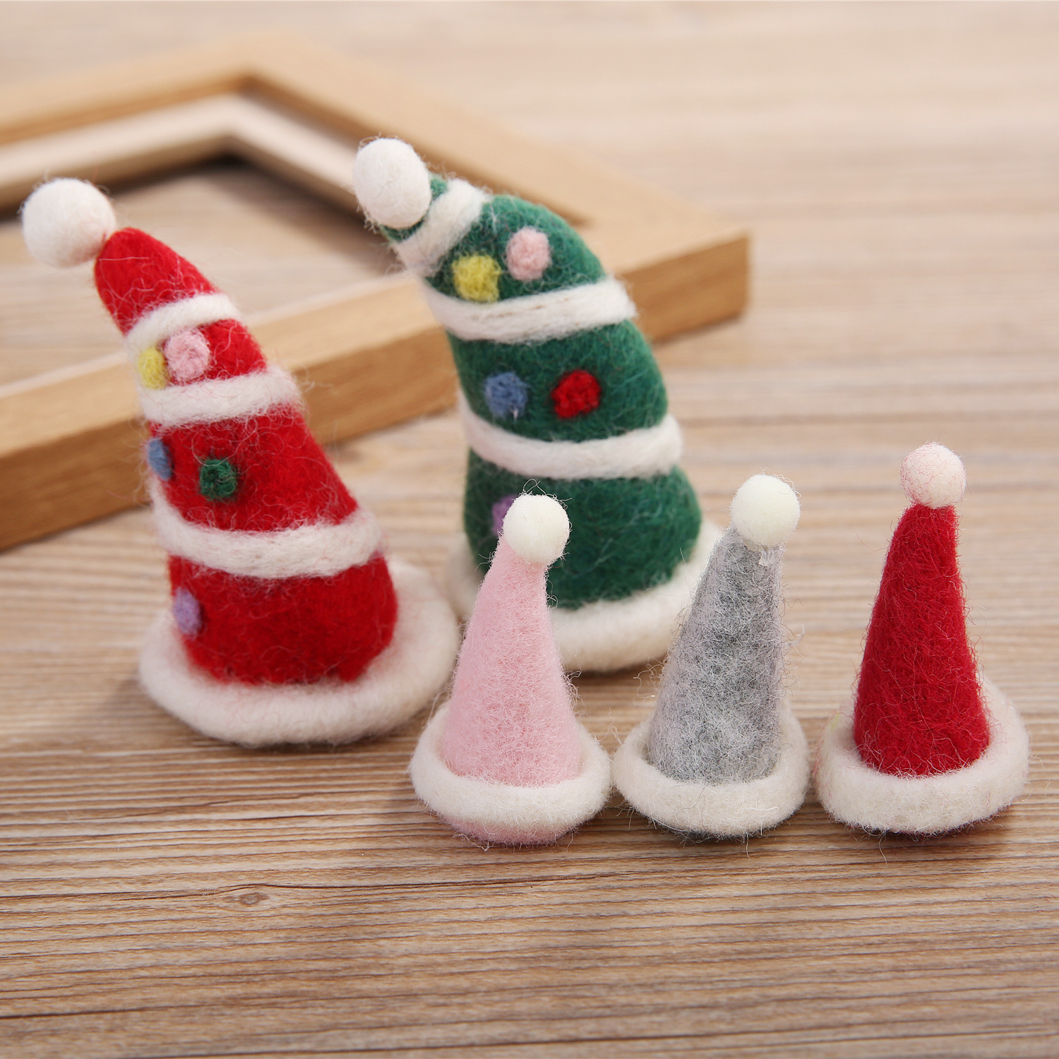 圣诞帽羊毛毡戳戳乐手工diy饰品工艺品圣诞树饰品包 发饰配件挂件