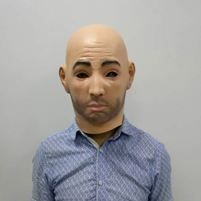 万圣节舞会乳胶面具仿真男士面具头套 搞笑派对拍照直播光头道具