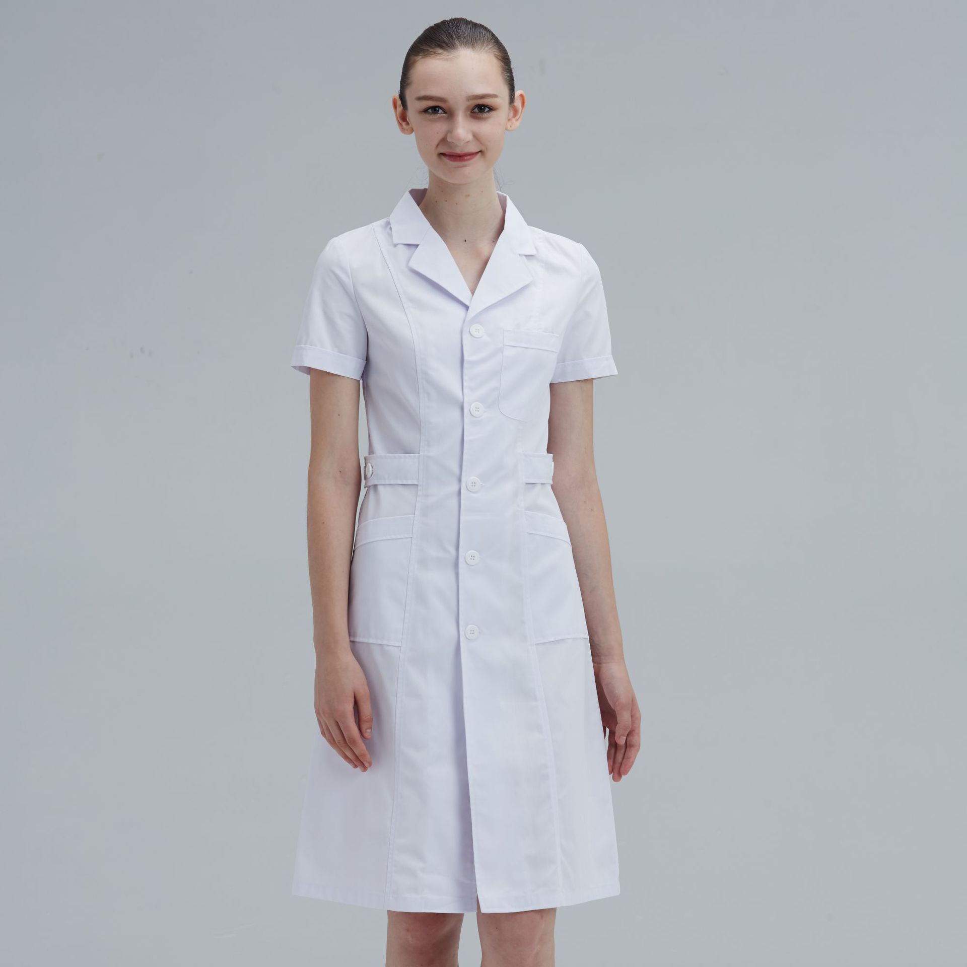 白大褂短袖女夏季薄款医生护士服白大衣实验院药店工作服医院-报价