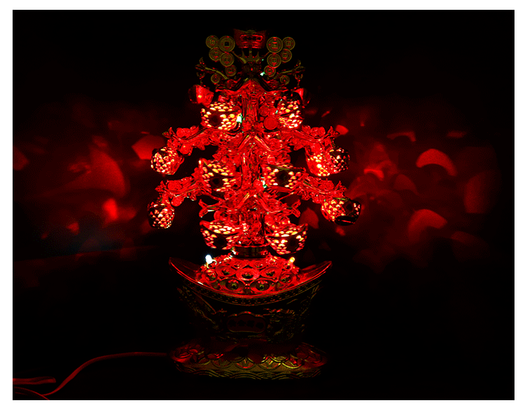 31cm元宝闪灯旋转招财树摇钱树 年货礼品新春吉庆摆件