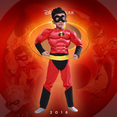 超人总动员2万圣节cosplay儿童表演演出舞台服装紧身连体肌肉衣服