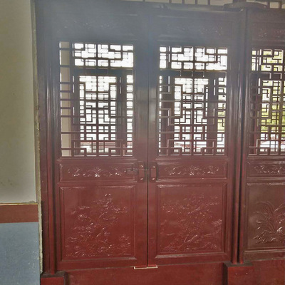 祠堂火锅店松木仿古门窗中式隔断复古屏风实木花格镂空格栅雕花门