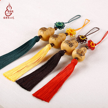 天然葫芦汽车挂件平安车载挂饰精美腰绑铜钱小葫芦护路葫芦摆件