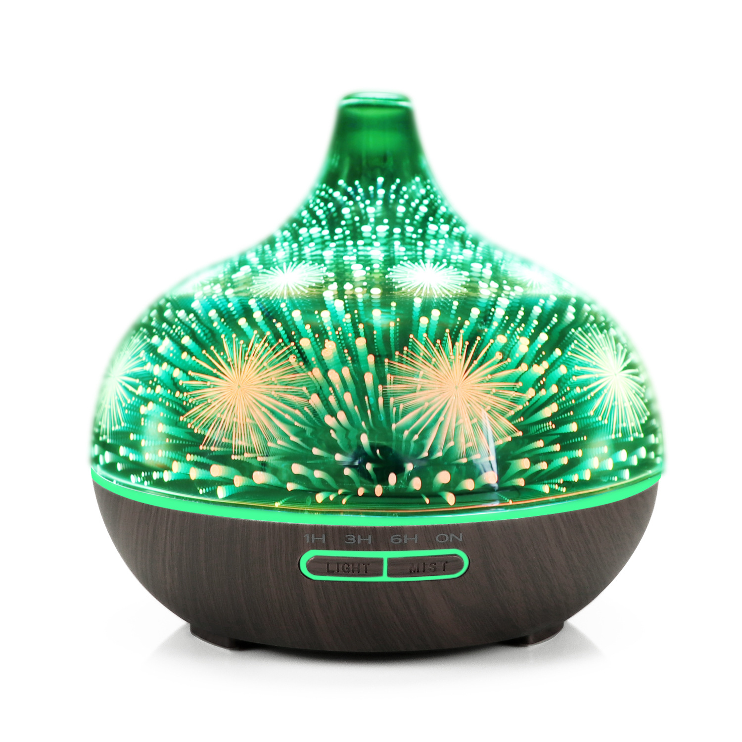 Creative New Ultrasonic Atomization 3D Glass Aroma Diffuser Gift Colorful Fireworks Starry Sky Humidifier