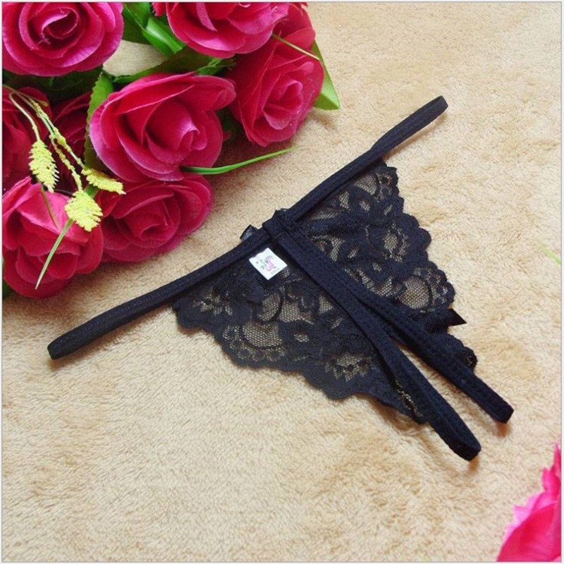 Night Listen Fragrance Manufacturer Sexy Lingerie Women's Underwear Lace Transparent Open Crotch Lace Temptation Three Points T-Shaped Panties Generation Hair