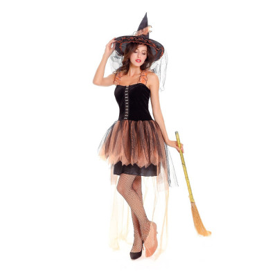 7049# 万圣节女巫网纱cosplay服 魔女游戏蓬蓬短裙 化妆舞会制服