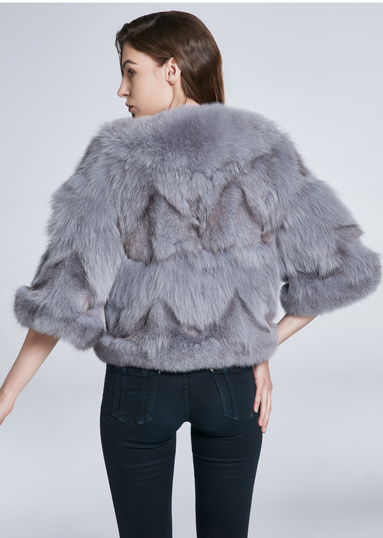 狐狸毛皮草皮毛马甲半袖带头短款韩版女款衣服蝙蝠衫外套2019新款