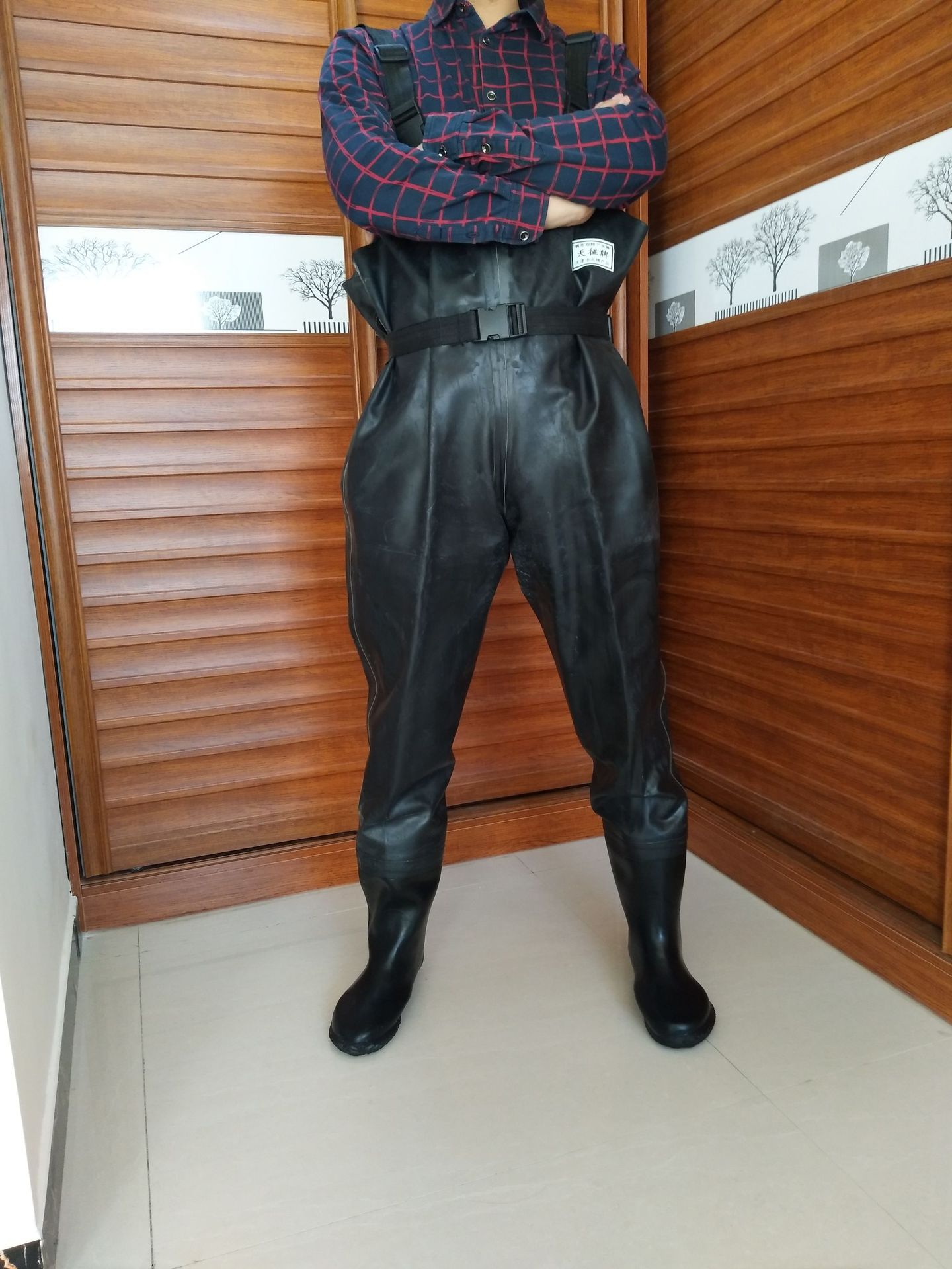 天征红联橡胶下水裤加厚耐磨耐酸碱绝缘洗车捕鱼养殖钓鱼防水裤