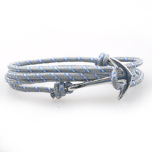 2015欧美新款金色船锚手链缠绕手工编织绳手链多层可调节手链