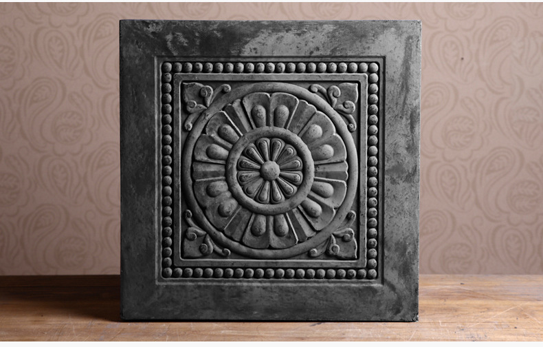 40cm唐莲砖雕仿古中式背景墙古建浮雕墙面地面装饰青砖花砖铜钱砖