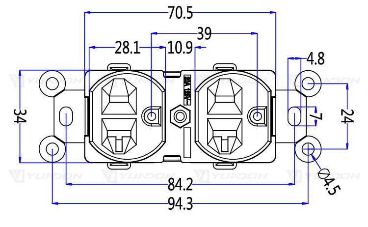 ydu-210美标15a 250v 6-20r 发电机装配式ac电源插座
