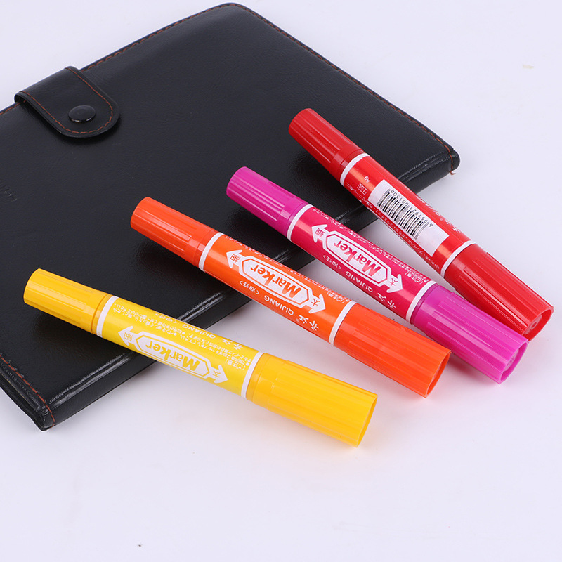 学生专用记号笔 大双头彩色记号笔 12色套装彩色记号笔现货批发