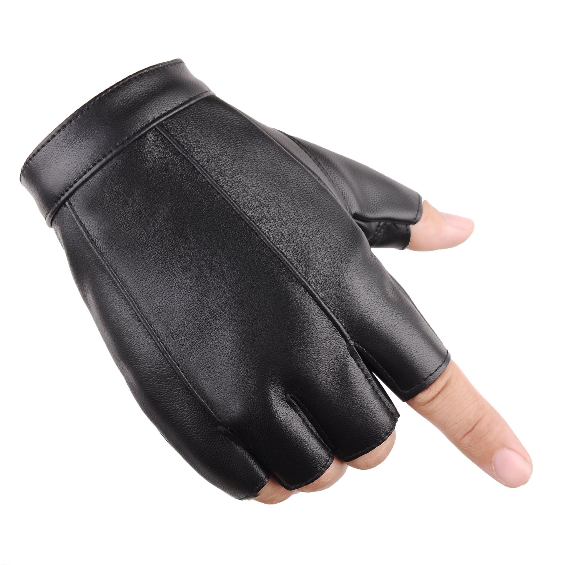 半指皮革手套男女骑车运动健身半指手心防滑耐磨手套开车露指手套