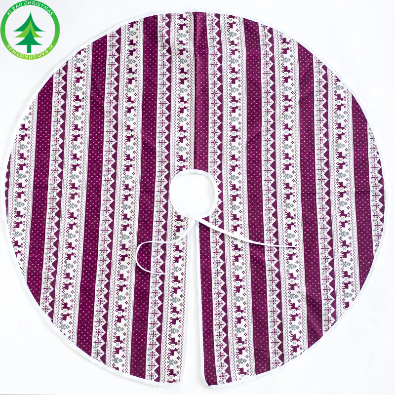 Amazon Hot Christmas Decoration Supplies Creative Christmas Printing Tree Skirt Christmas Tree Bottom Fabric Decoration