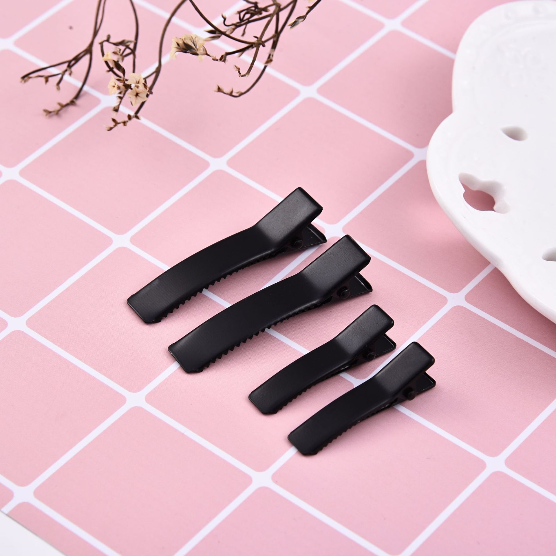 新款加厚双叉夹黑色鸭嘴夹 diy材料韩国发夹配件 边夹厂家批发