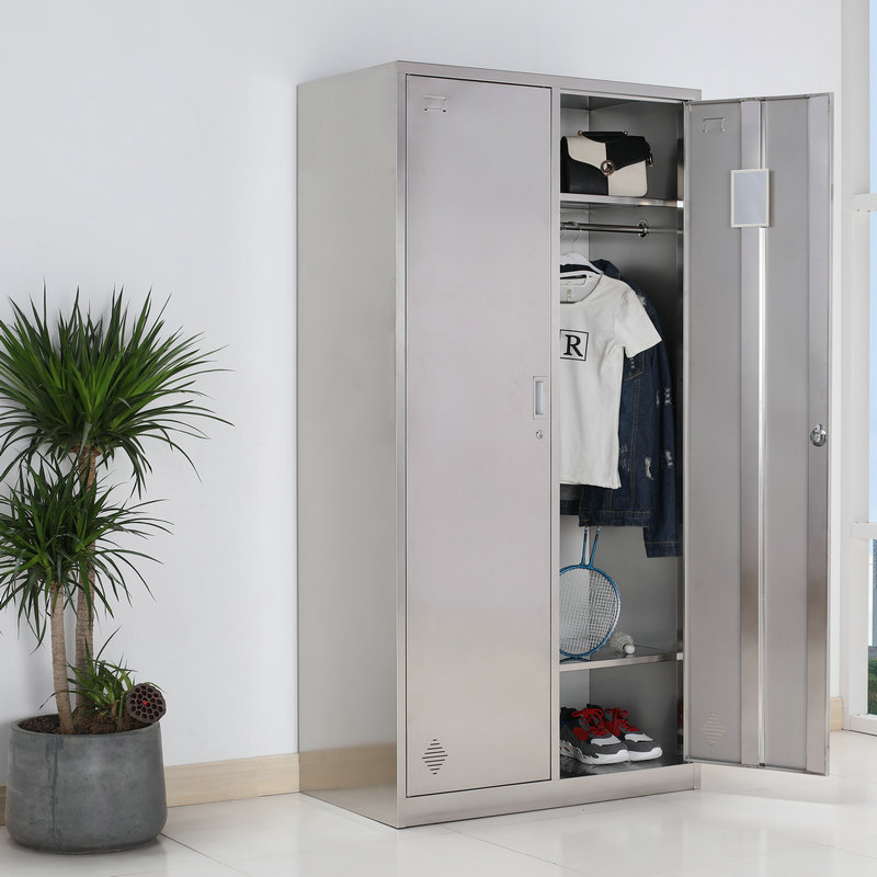 304不锈钢更衣柜 大型双开门储物柜多种型号衣柜成套定做