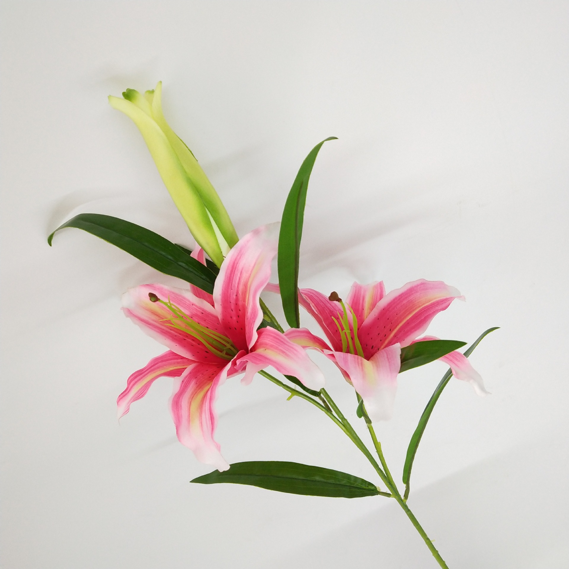 厂家3头单支百合 仿真花 植物假花婚庆插花装饰客厅卧室摆放