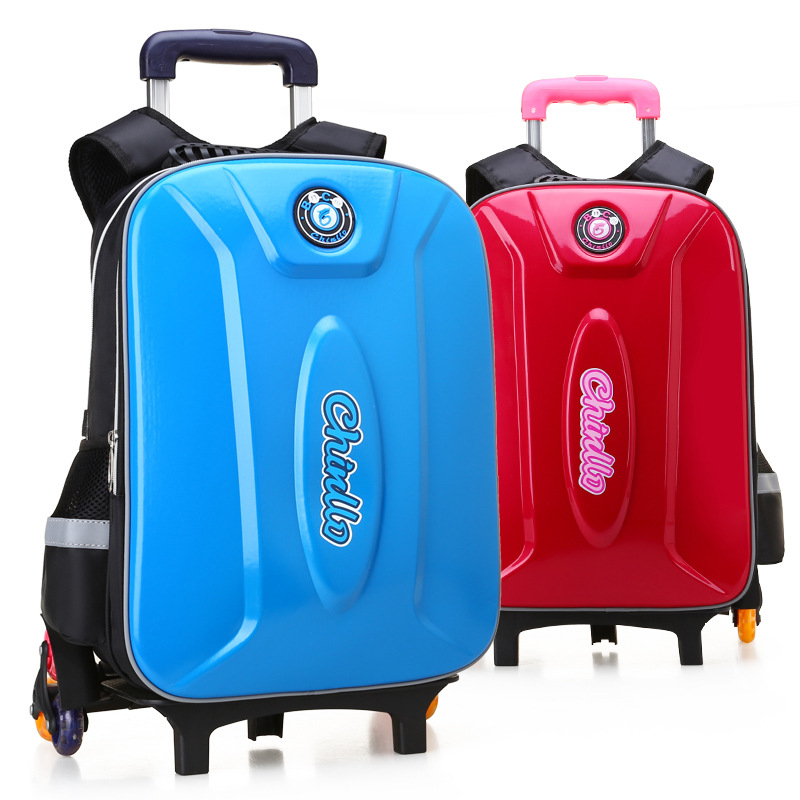 New Trolley Eva Schoolbag Primary and Secondary School Boys and Girls Grade 4-6-9 Three-Wheel Trolley Primary School Schoolbag