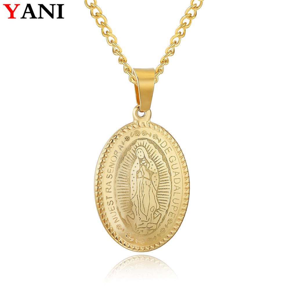 宗教饰品 钛钢 圣母玛利亚雕刻项链 wish速卖通爆款 he261