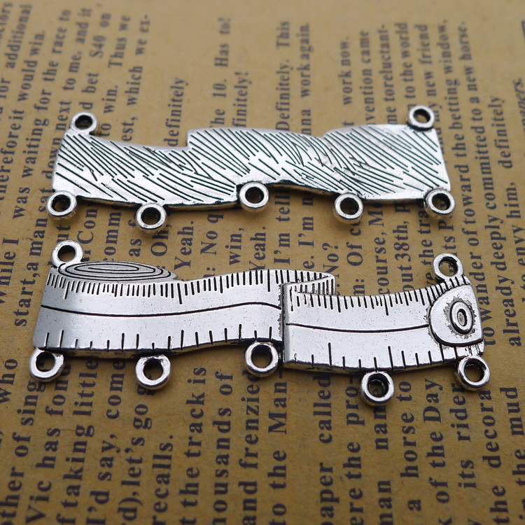 ww14 17*49mm 合金尺子吊坠扣古银色饰品配件复古50个/包5.2克