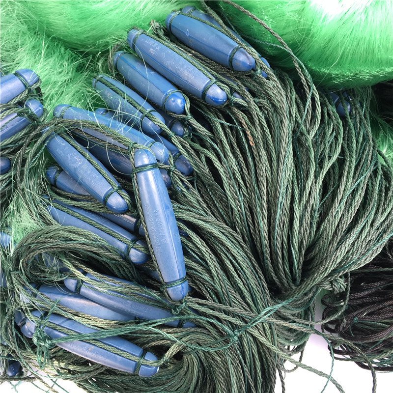 包坠塑料浮子绿丝网15米高6.5指150米长绳坠加重三层水库渔网沉