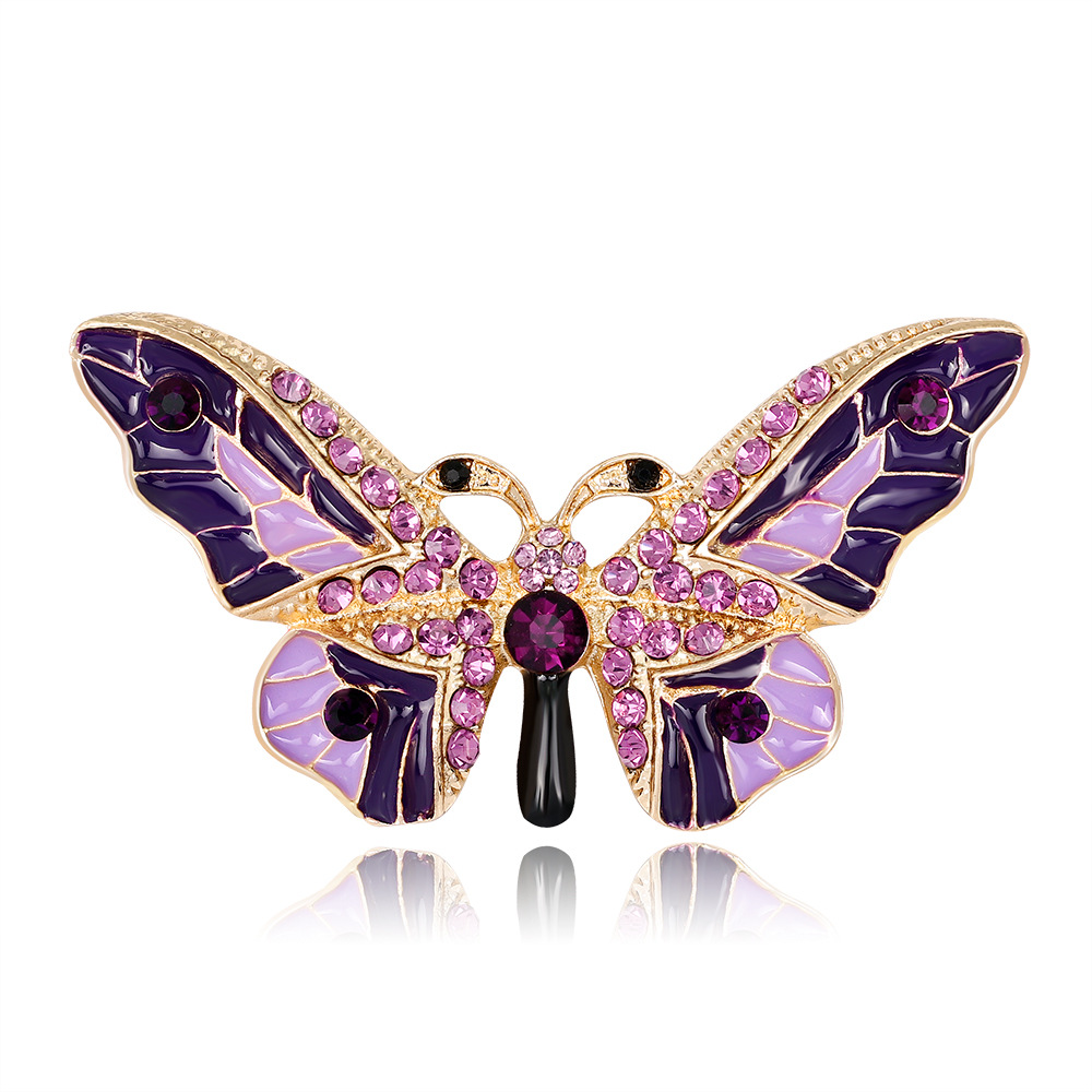 All-Match Enamel Jewelry New Fashion Alloy Dripping Butterfly Brooch European and American Corsage Pin in Stock