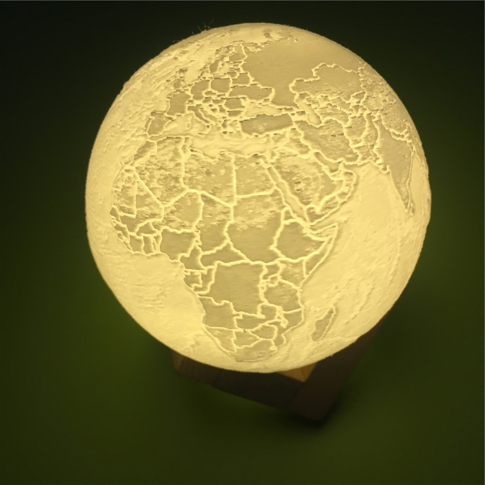 厂家3d打印地球灯 中秋节定制文字logo遥控led地球小夜灯创意礼品