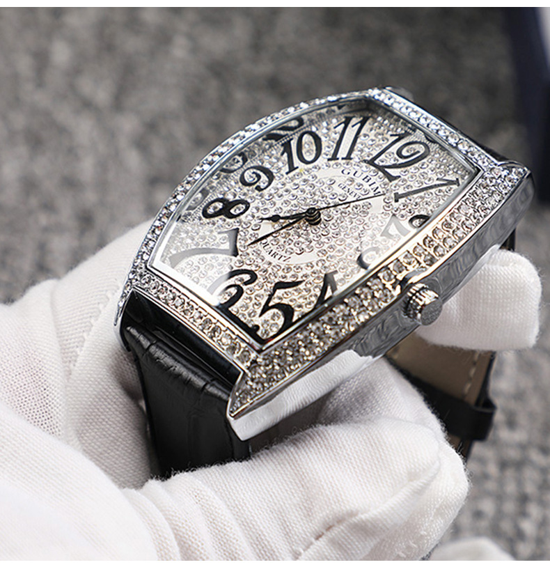 抖音天佑新品二驴仙洋快手网红同款手表酒桶型镶钻满天星男款手表