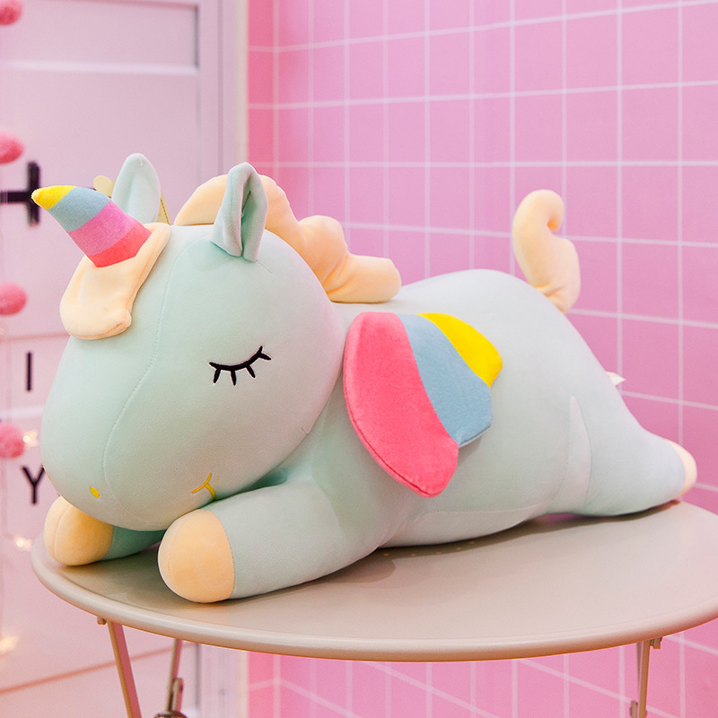 Cross-Border Foreign Trade Angel Unicorn Doll Pillow Cute Rainbow Pony Plush Toy Pink Girlish Doll