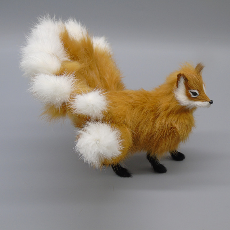 森系摄影道具仿真狐狸cos九尾狐仿真红九尾狐狸家居摆件黄狐仙