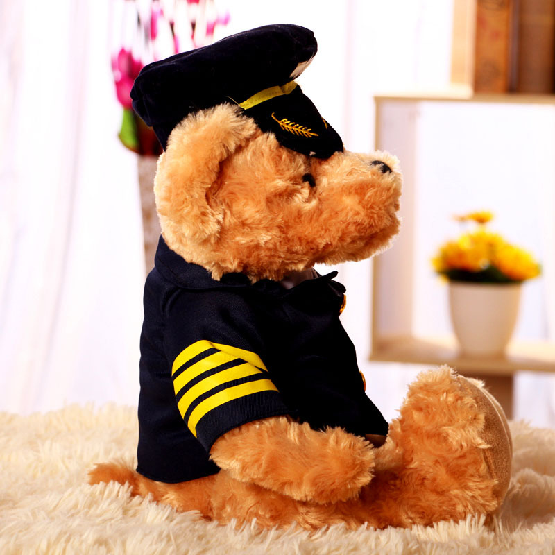 创意机长熊毛绒玩具穿衣泰迪熊公仔动漫飞行员机长空军熊厂家定制
