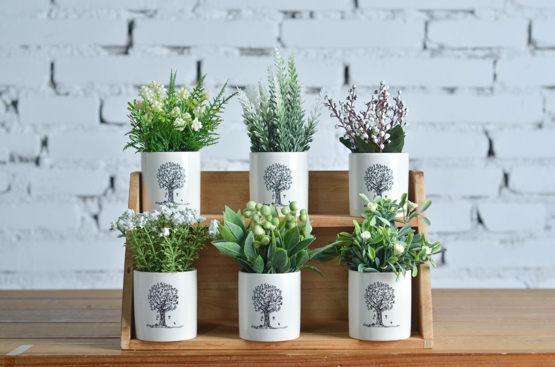 温馨系列爱情树陶瓷仿真盆栽迷你仿真植物家居室内装饰品车载摆件