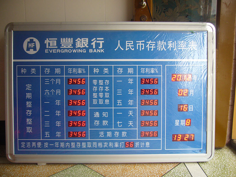 外汇利率屏存款利息牌 中国农村信用社银行利率牌 定制版面和大小