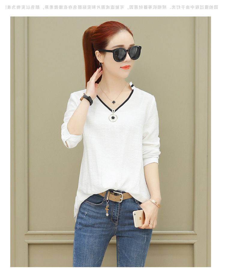 2018新款打底衫女衬衫春季上衣韩版宽松学生长袖t恤春夏装小衣