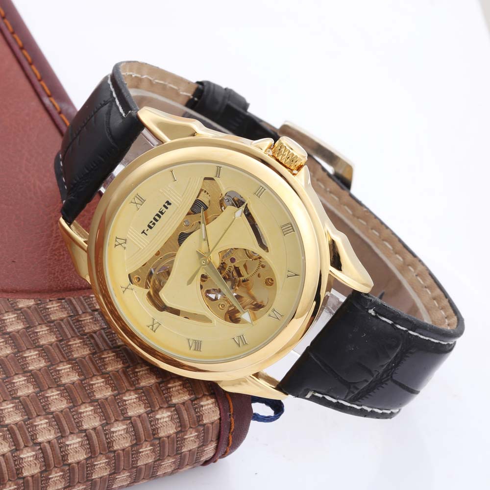 tgoer高尔全镂空男士全自动机械表男自动机械表皮带一件代发