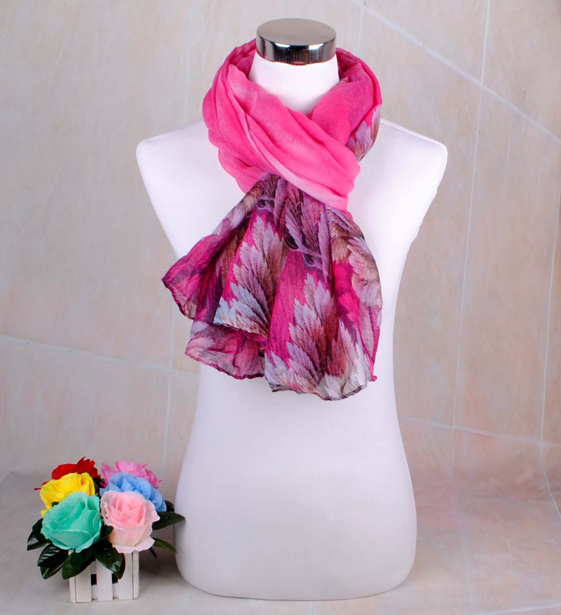 新款披肩珊瑚花巴厘纱围巾丝巾批发 义乌厂家直销速卖通一件代发