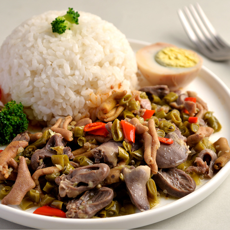 酸豆角炒鸡杂方便快餐盖饭料理包速食菜包料包调理包半成品菜美食