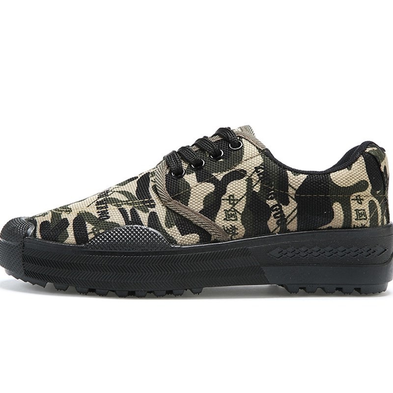 Camouflage Canvas Shoes Men's Liberation Shoes Construction Site Non-Slip Rubber Shoes High-Low Top Security Special Wholesale Training Shoes Street Vendor Shoes