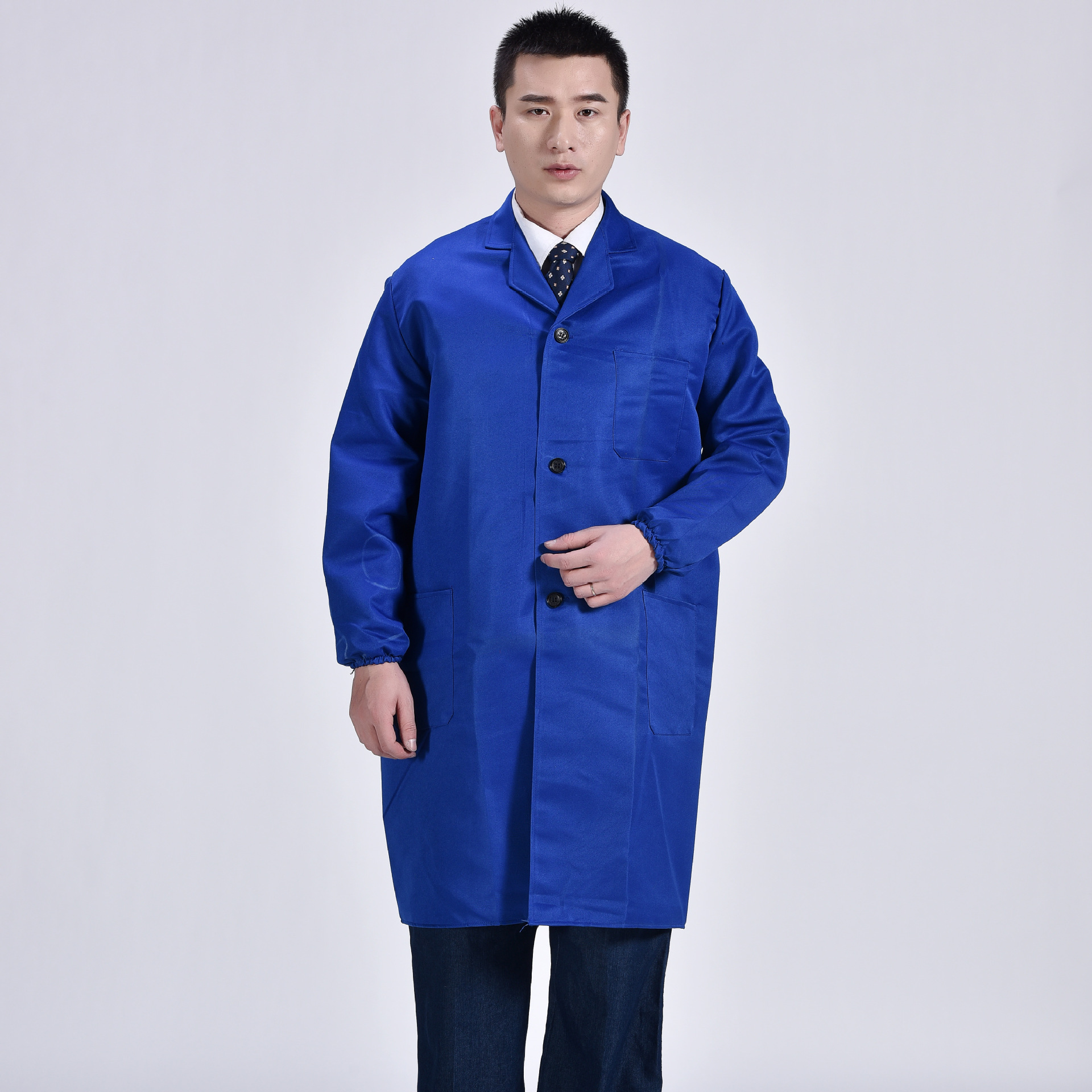 加厚迷彩大褂仓库搬运长袖劳保服车间厂服涤蓝大褂定制logo劳保服