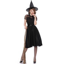 万圣节新款黑纱女巫装 巫婆服 气质女巫黑夜幽灵游戏服舞台演出服