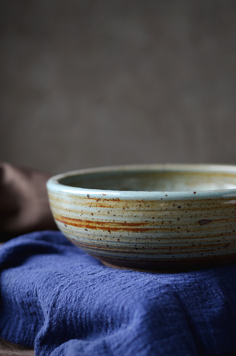 加厚粗陶复古碗餐具套装手工餐盘面碗日式和风陶土碗家用简约食器